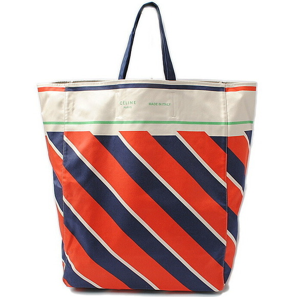 Celine Handbags - Celine Cabas nylon canvas tote bag white blue red